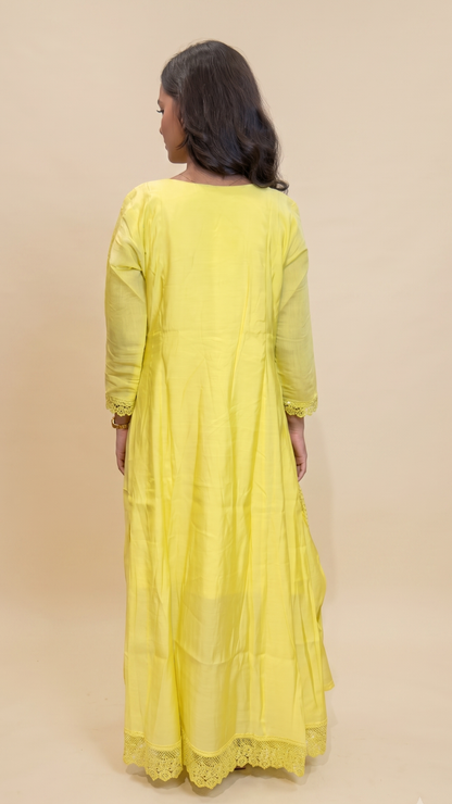 The Radiant Yellow Floral Embroidered Suit Set