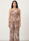 Brown Tropical Floral Print Crop Top & Wide-Leg Pants Co-Ord Set