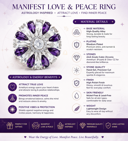 Manifest Love Peace Astrology Inspired Ring