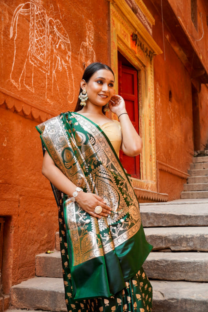 Bridal Green Muhurtham Banarasi Silk Saree
