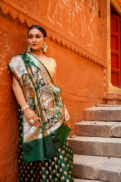 Bridal Green Muhurtham Banarasi Silk Saree