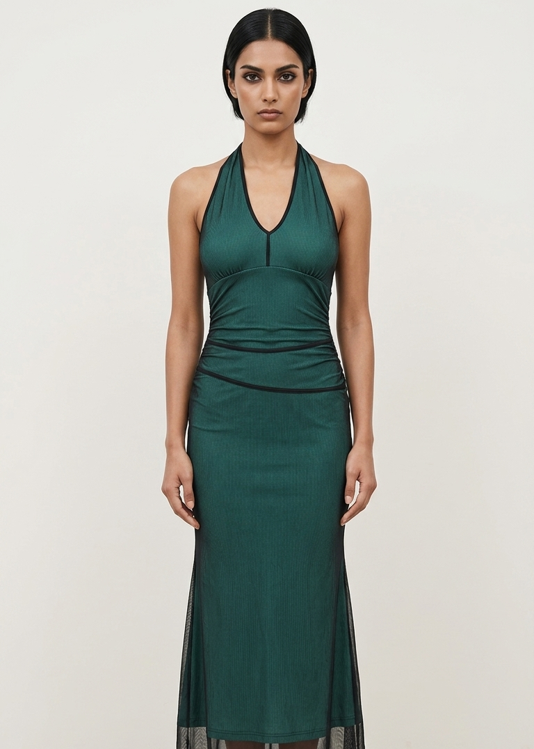 Deep Green Halter Bodycon Dress