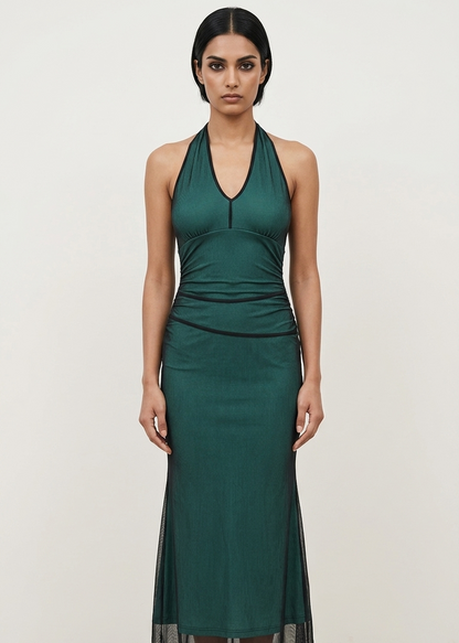 Deep Green Halter Bodycon Dress