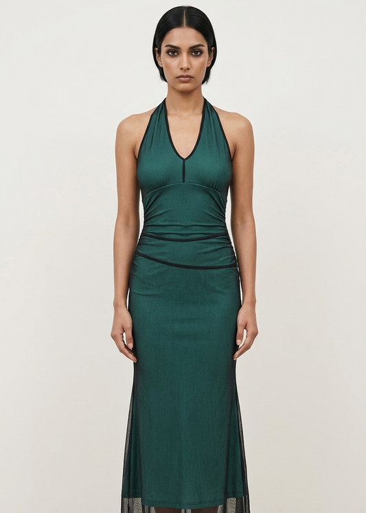 Deep Green Halter Bodycon Dress