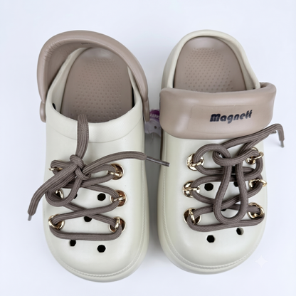 Women Magnett Chunky Lace-Up Clogs