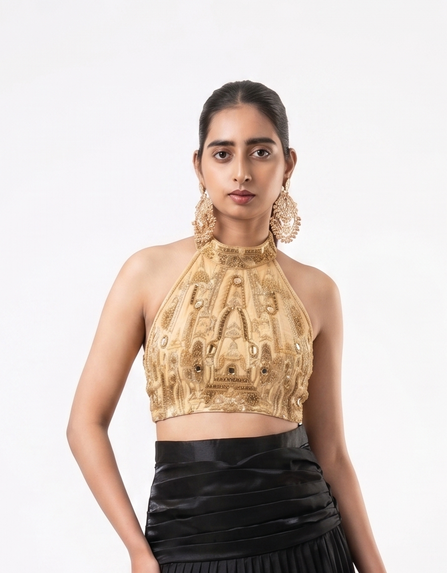 Premium Black And Gold Indo-Western Gown