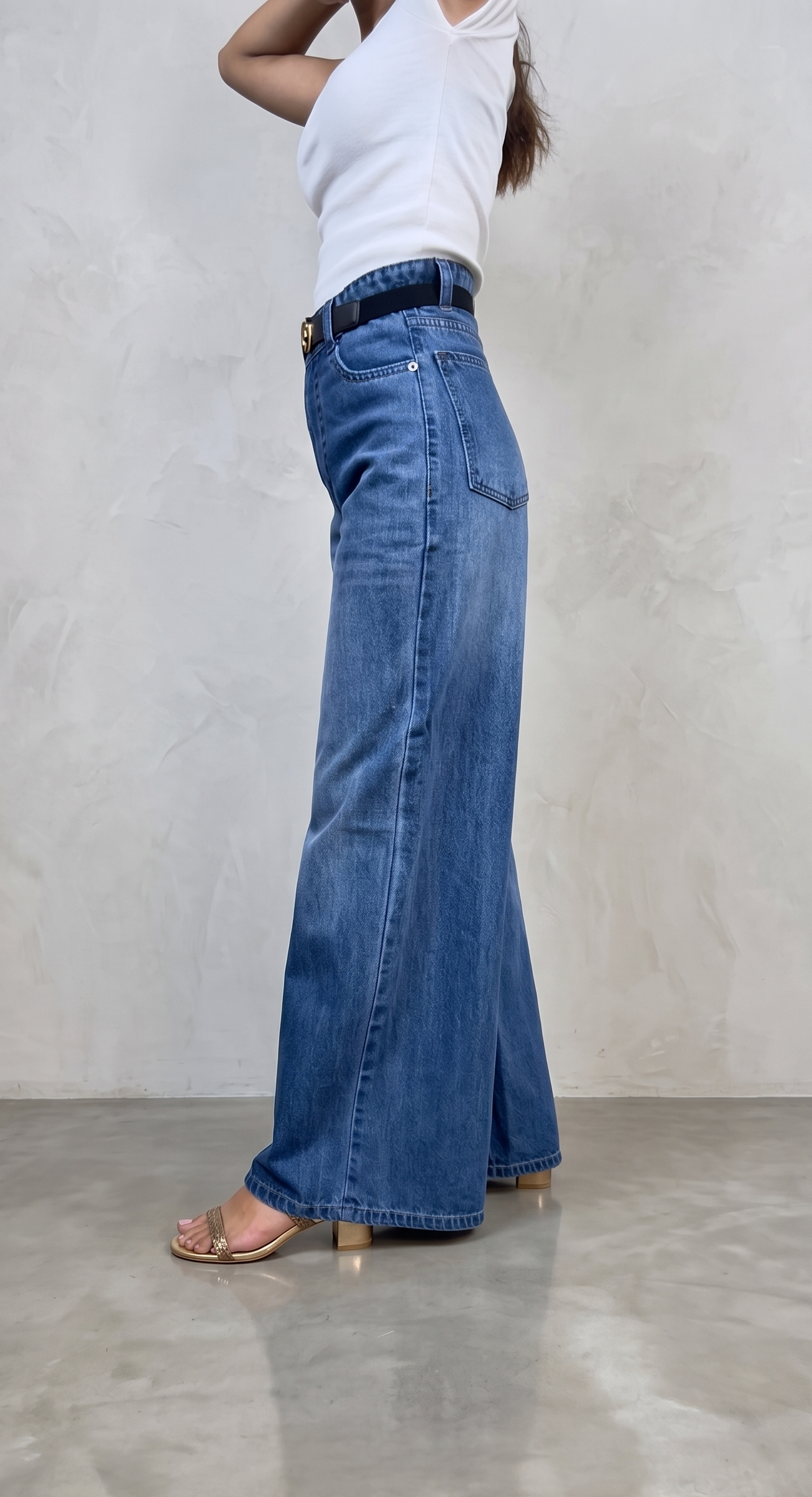 Banarashe Vintage Medium Blue Flared Denim Jeans