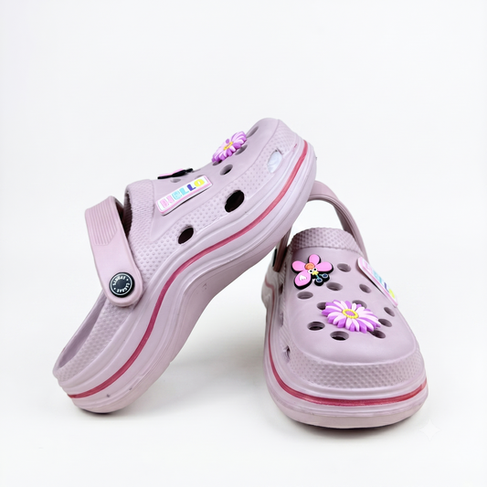 Premium Lilac Cloud Clogs with 3D Charms