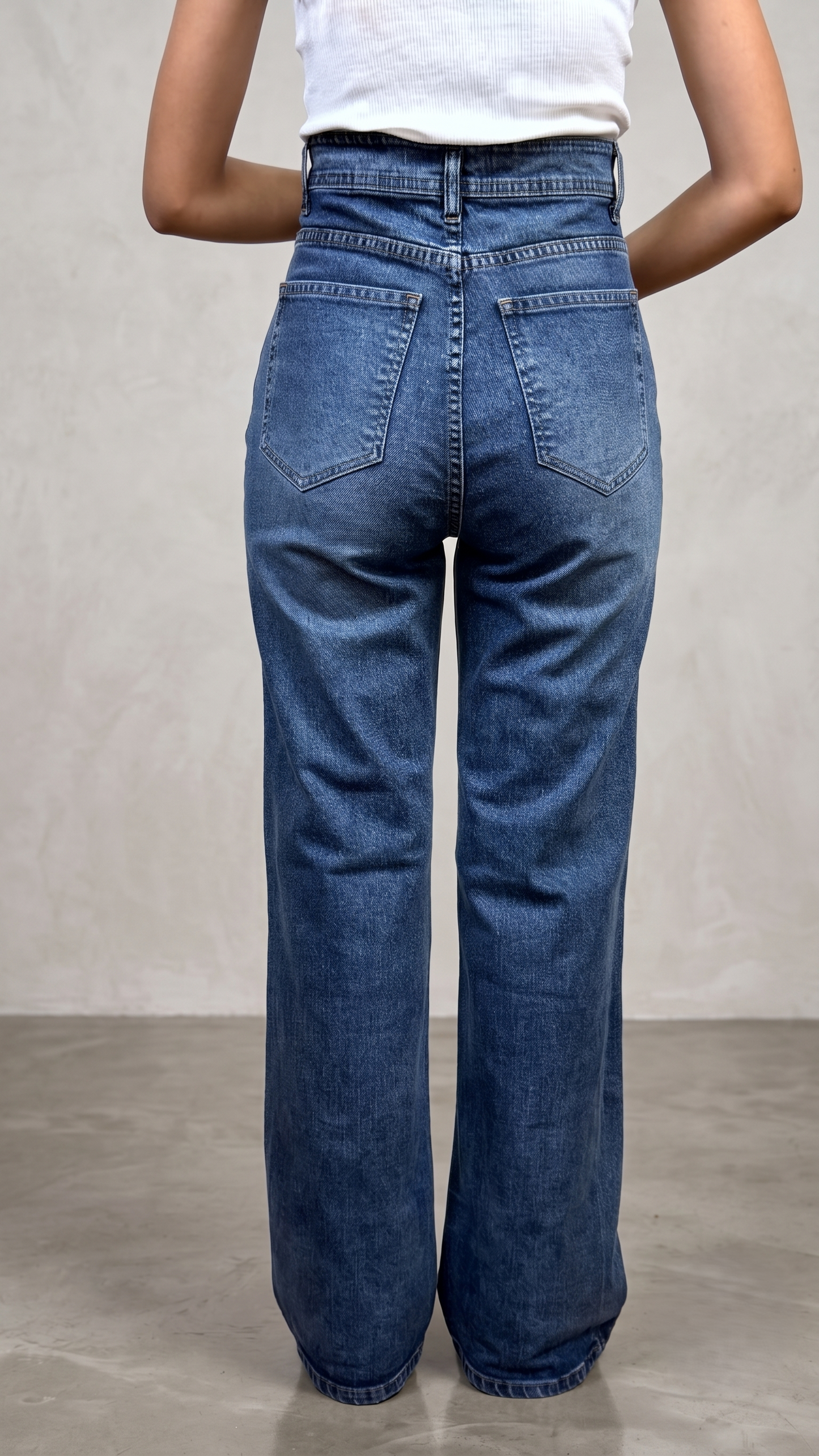 Banarashe Women's High-Waisted Mid-Blue Wide-Leg Jeans