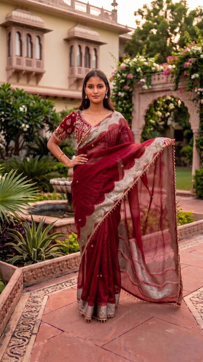 Green Tissue Viral Ghungroo Saree