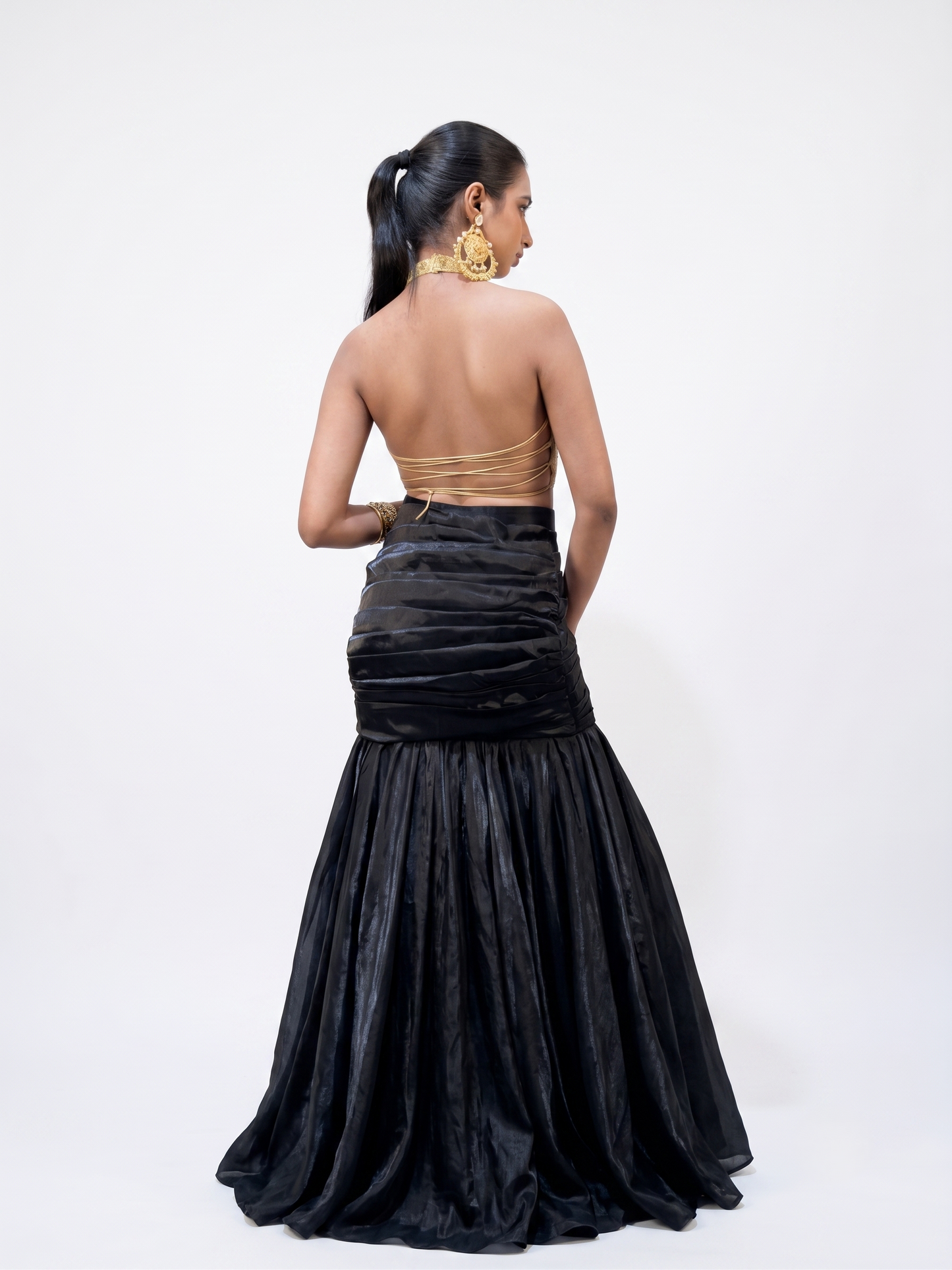 Premium Black And Gold Indo-Western Gown