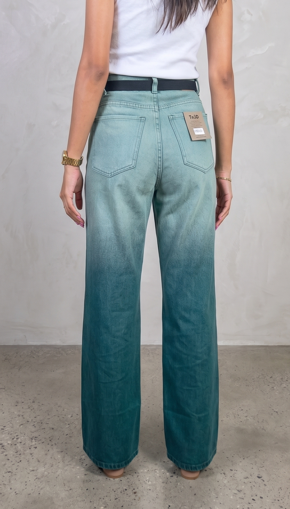 Women's Teal Wide-Leg Denim Jeans