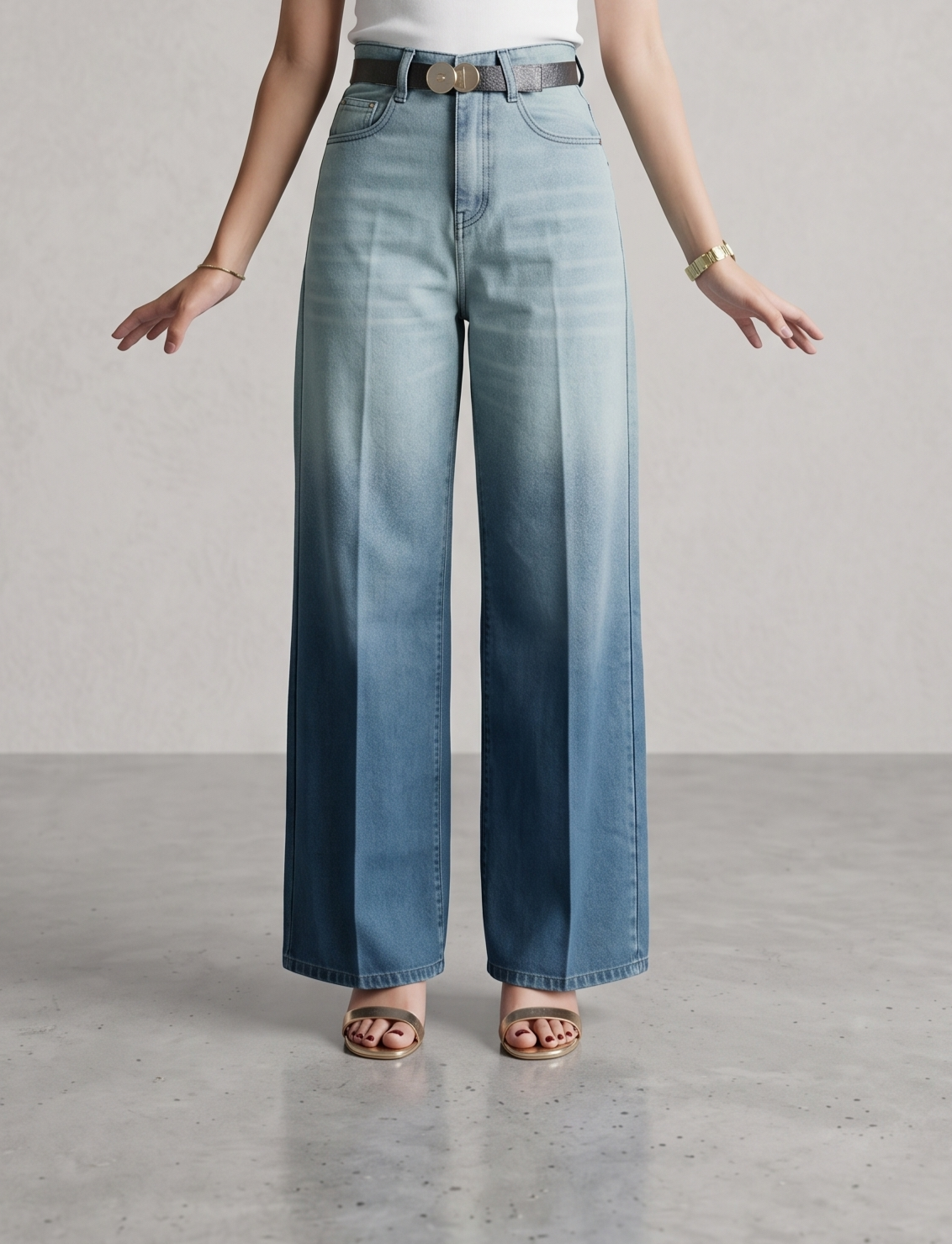 Women's Teal Wide-Leg Denim Jeans