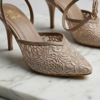 Elegant Mesh Pointed Toe Stiletto Heel Sandals