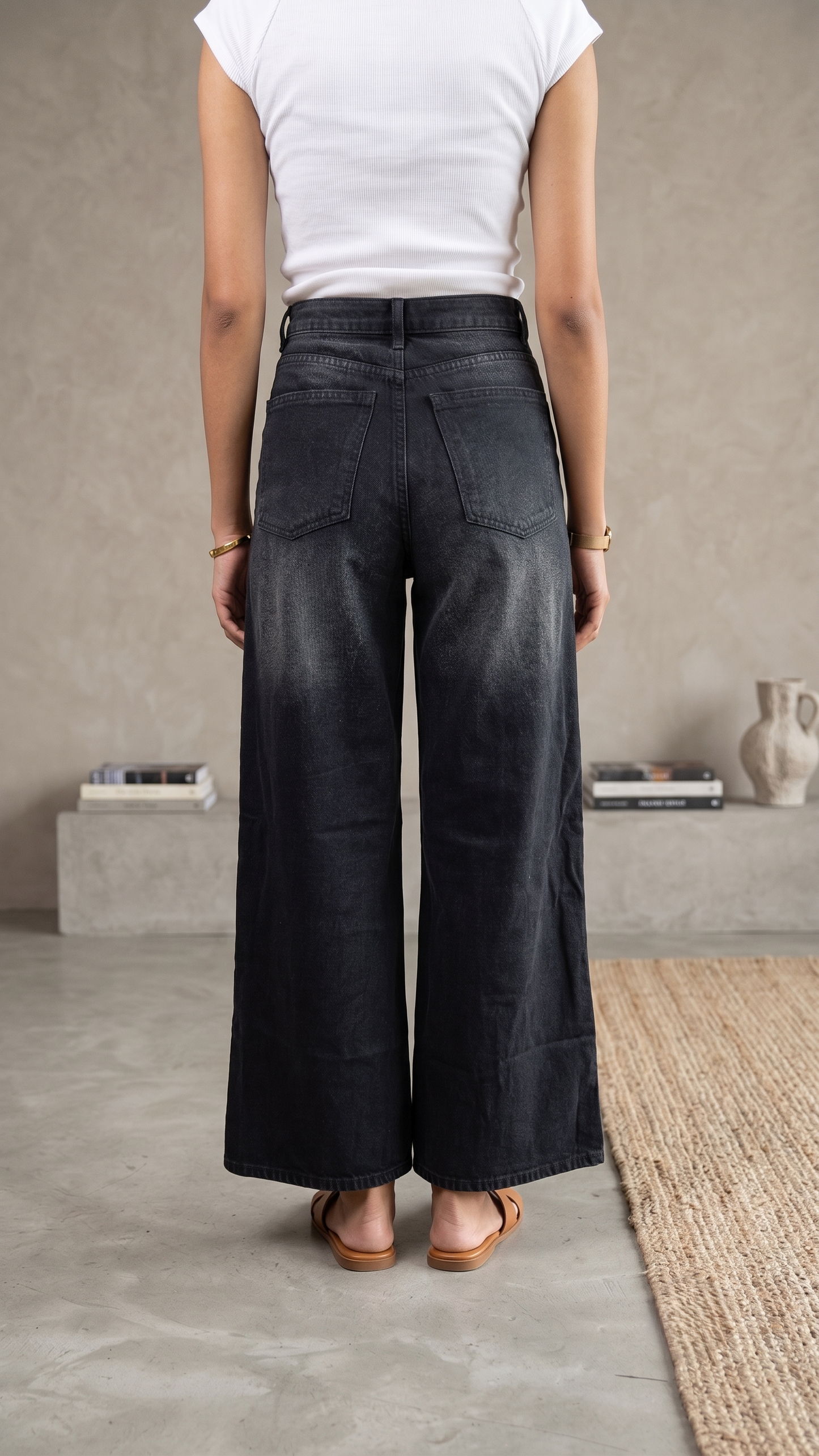 BanaraShe High-Waist Wide-Leg Flared Jeans