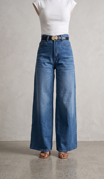 Banarashe Vintage Medium Blue Flared Denim Jeans