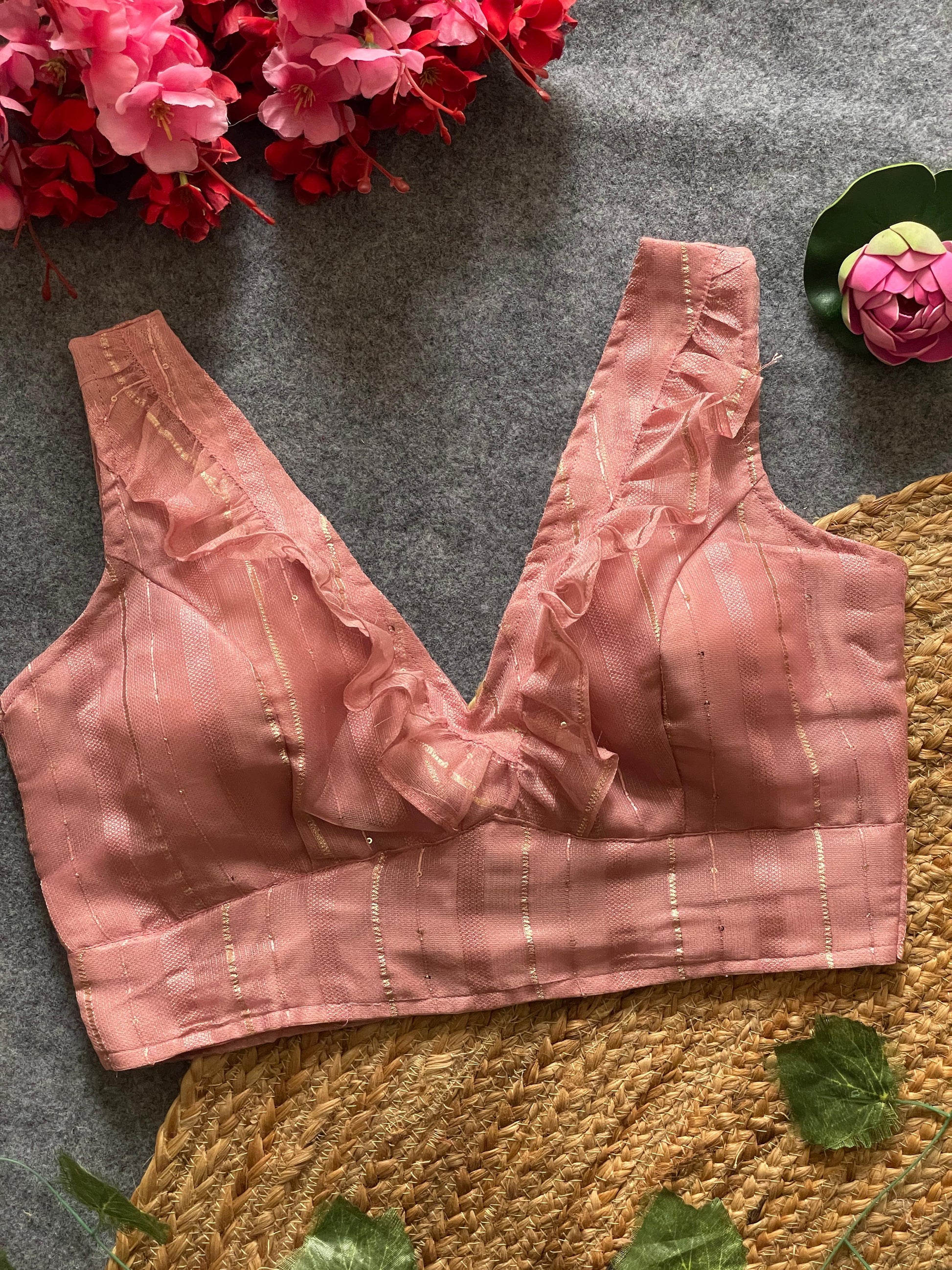Elegant Tissue Silk Blouse with Back Hook Closure