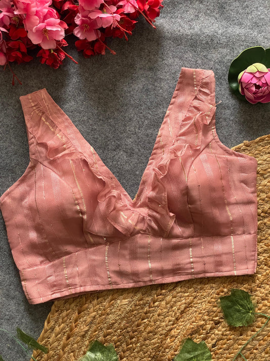 Elegant Tissue Silk Blouse with Back Hook Closure