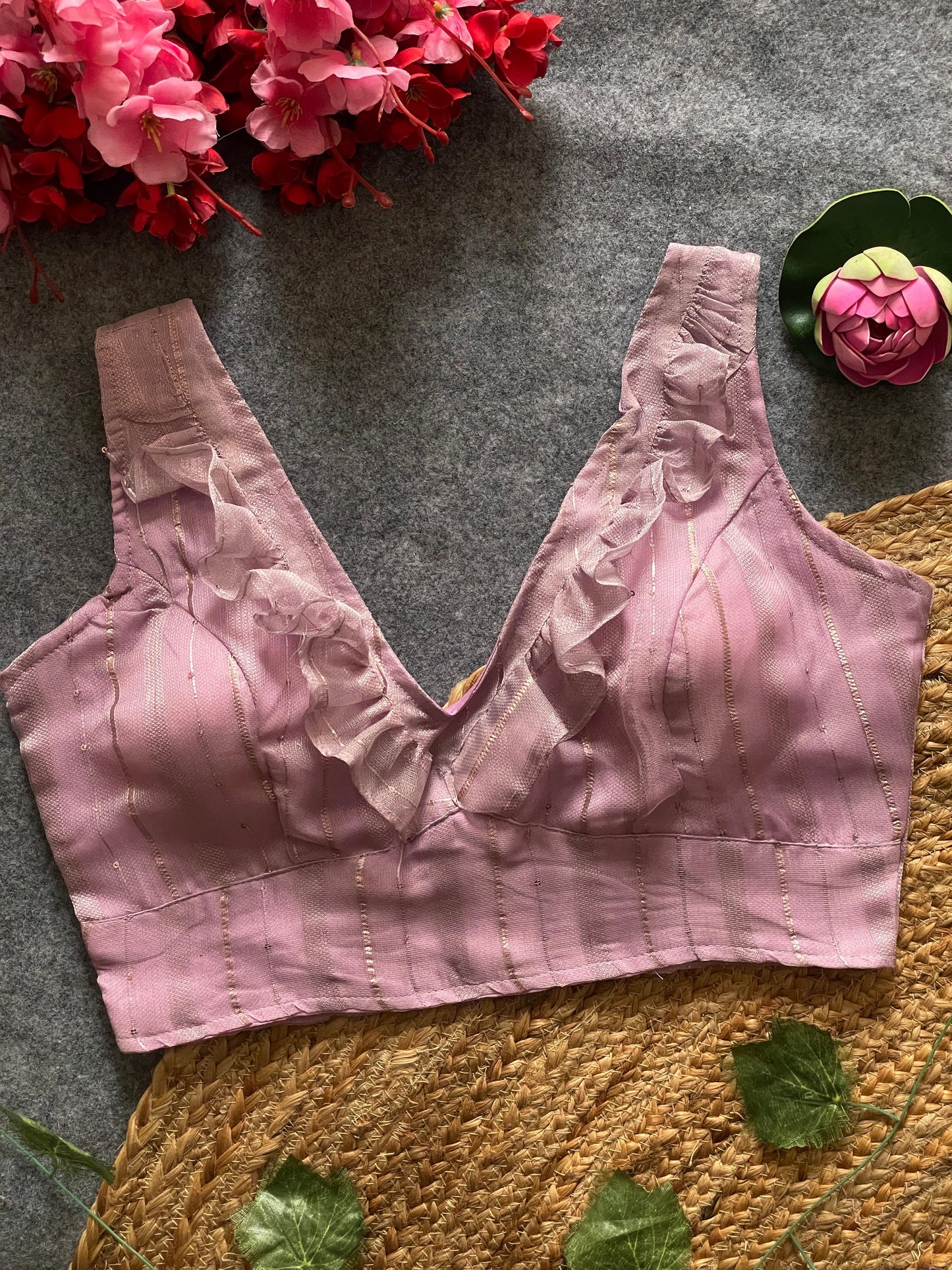 Elegant Tissue Silk Blouse with Back Hook Closure