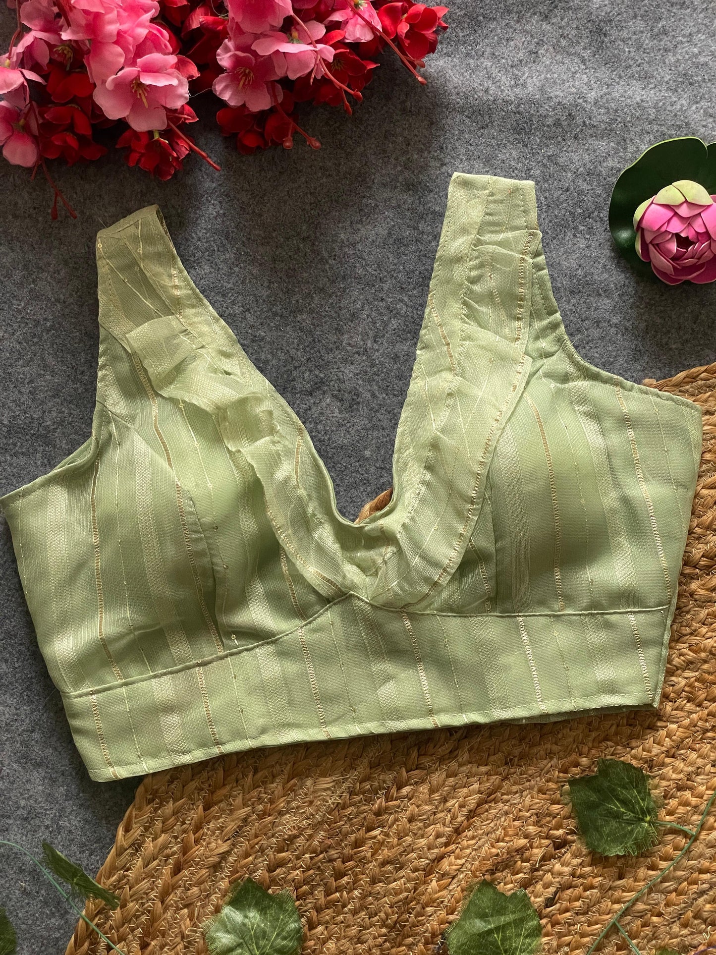 Elegant Tissue Silk Blouse with Back Hook Closure