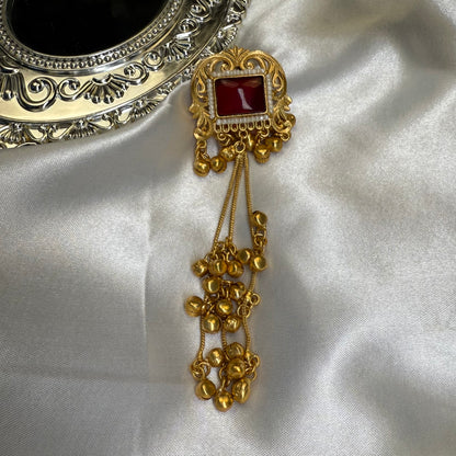 Kashmiri Brass Ghungroo Jhumka Earring Maroon