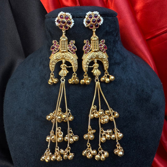 Kashmiri royal Jhumka Earrings Maroon