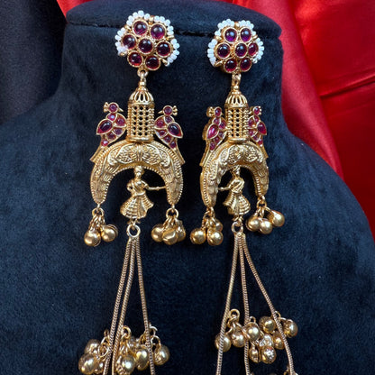 Kashmiri royal Jhumka Earrings Maroon