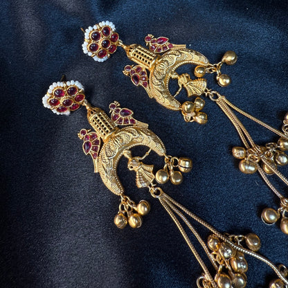 Kashmiri royal Jhumka Earrings Maroon