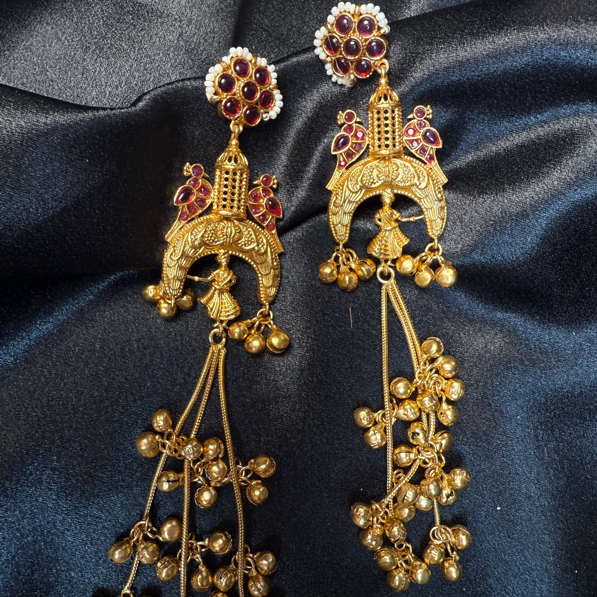 Kashmiri royal Jhumka Earrings Maroon