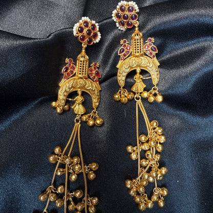 Kashmiri royal Jhumka Earrings Maroon