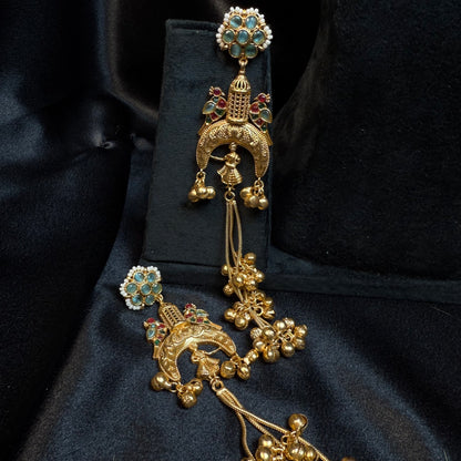 Kashmiri royal Jhumka Earrings Sky Blue
