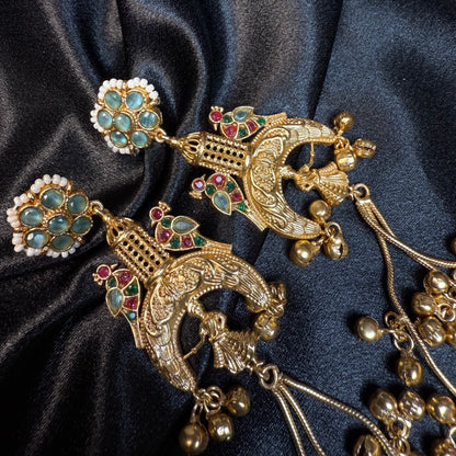 Kashmiri royal Jhumka Earrings Sky Blue