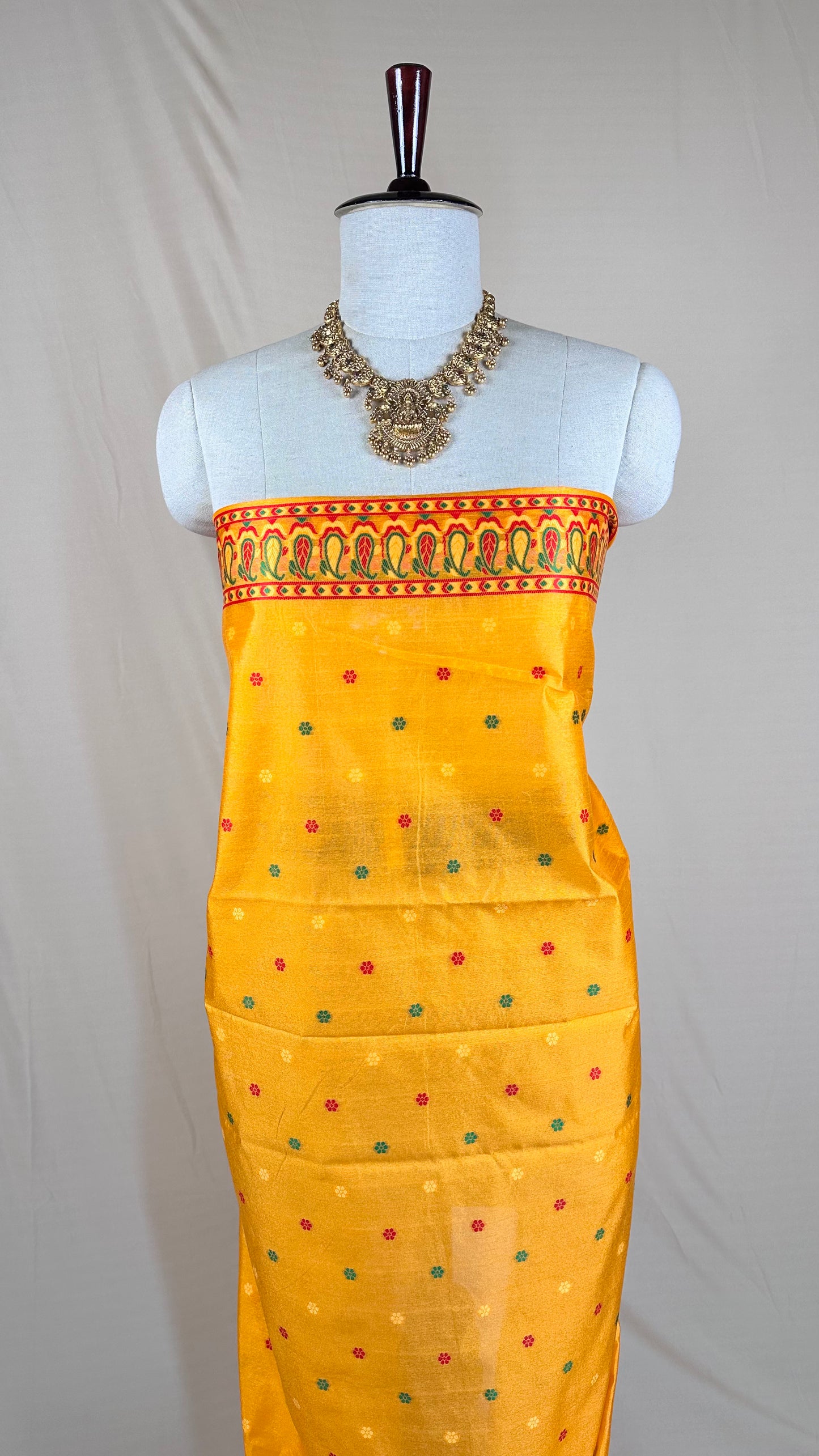 Vibrant yellow Floral Meenakari Saree With Blause piece for Festival Wear