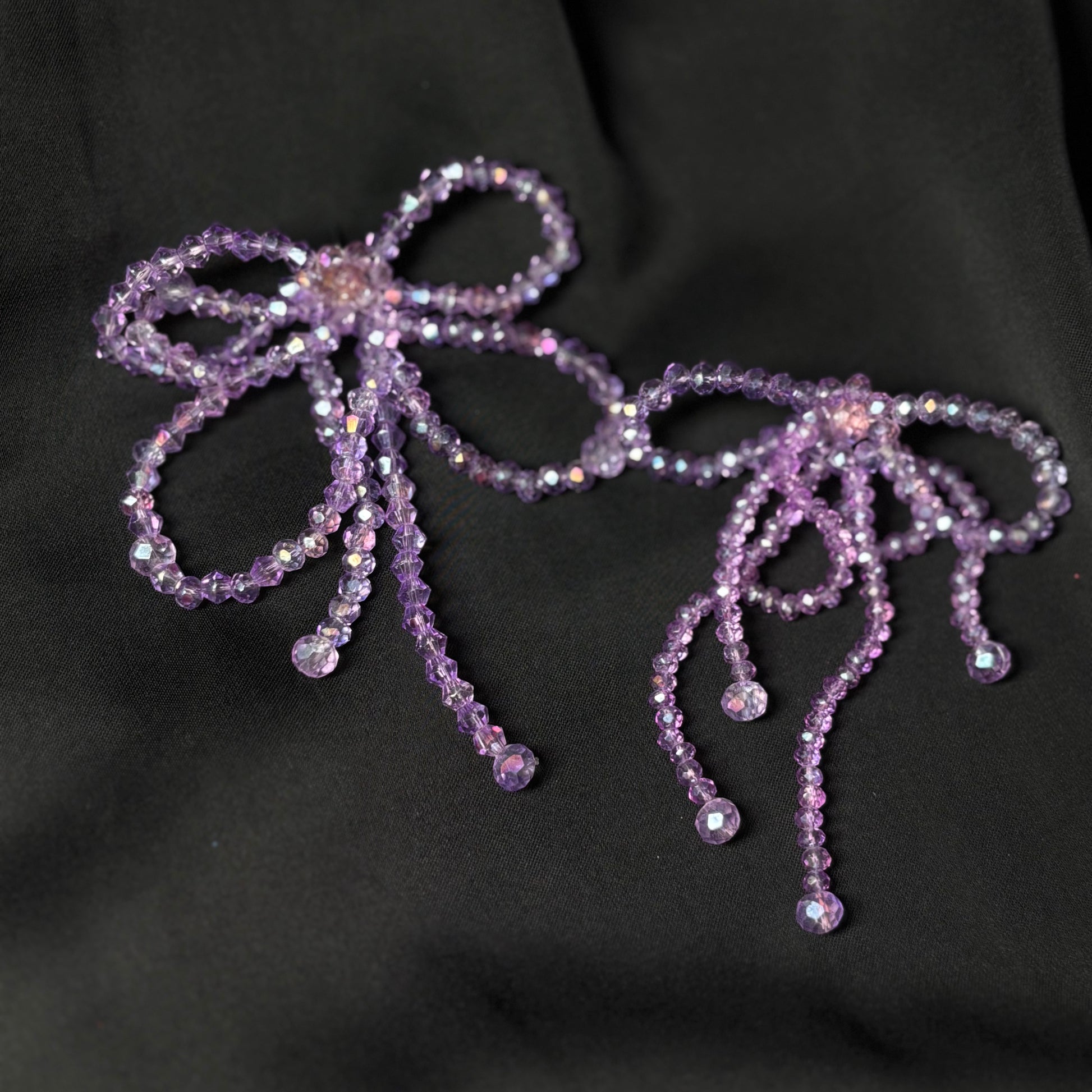 Lavender Crystal Bow Dangling Earrings