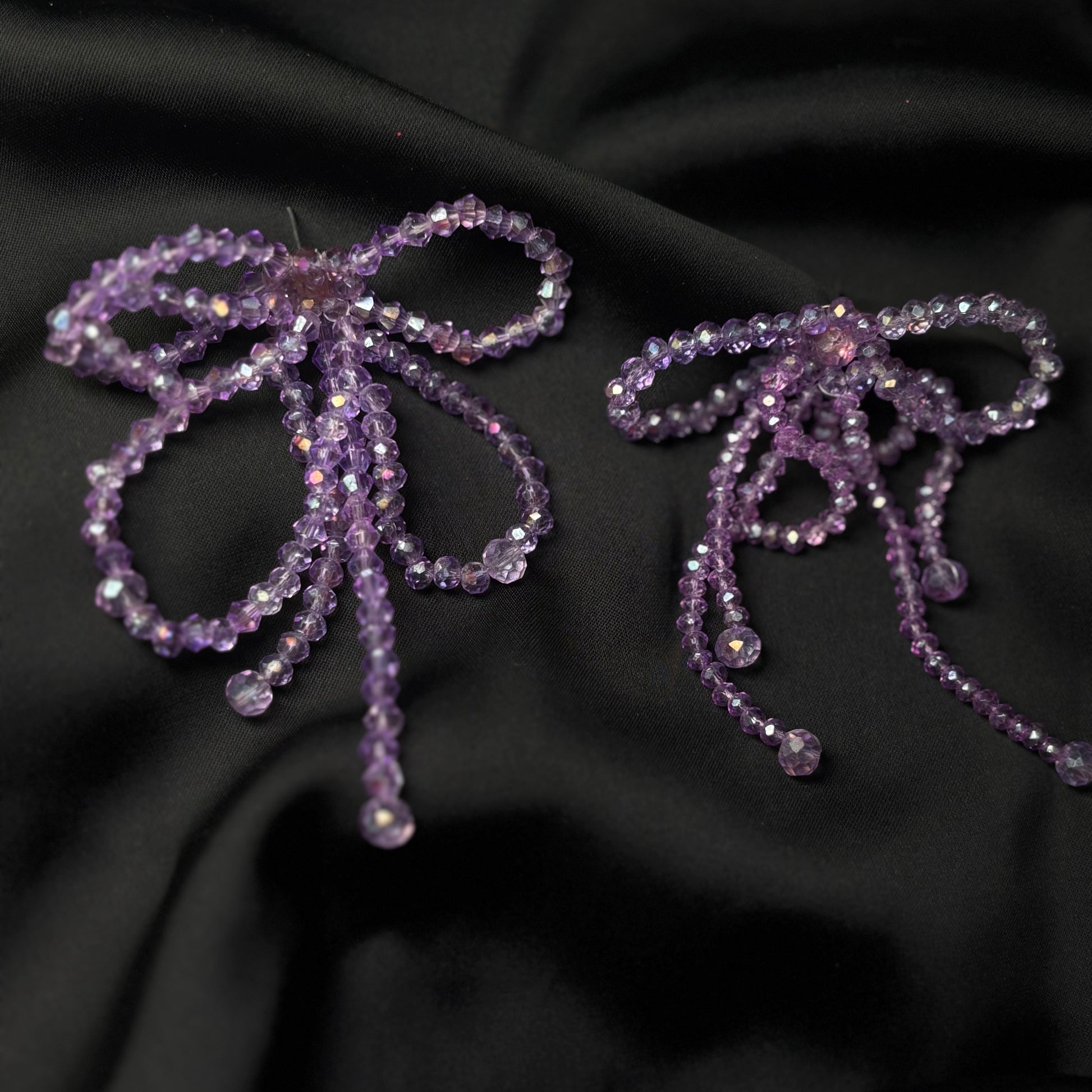 Lavender Crystal Bow Dangling Earrings