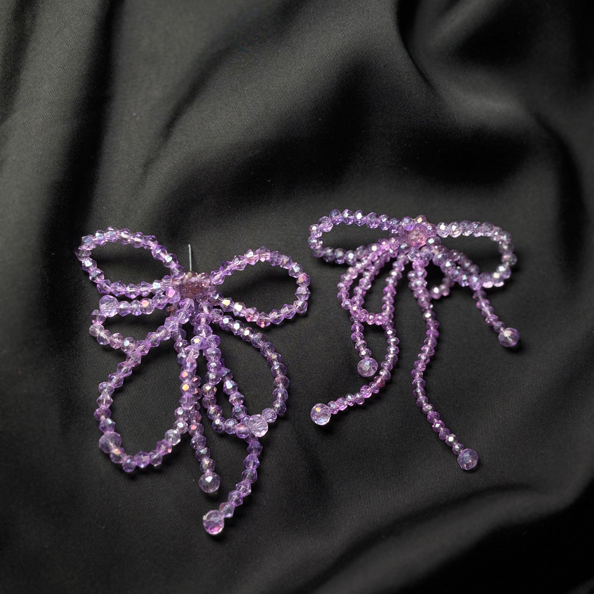 Lavender Crystal Bow Dangling Earrings