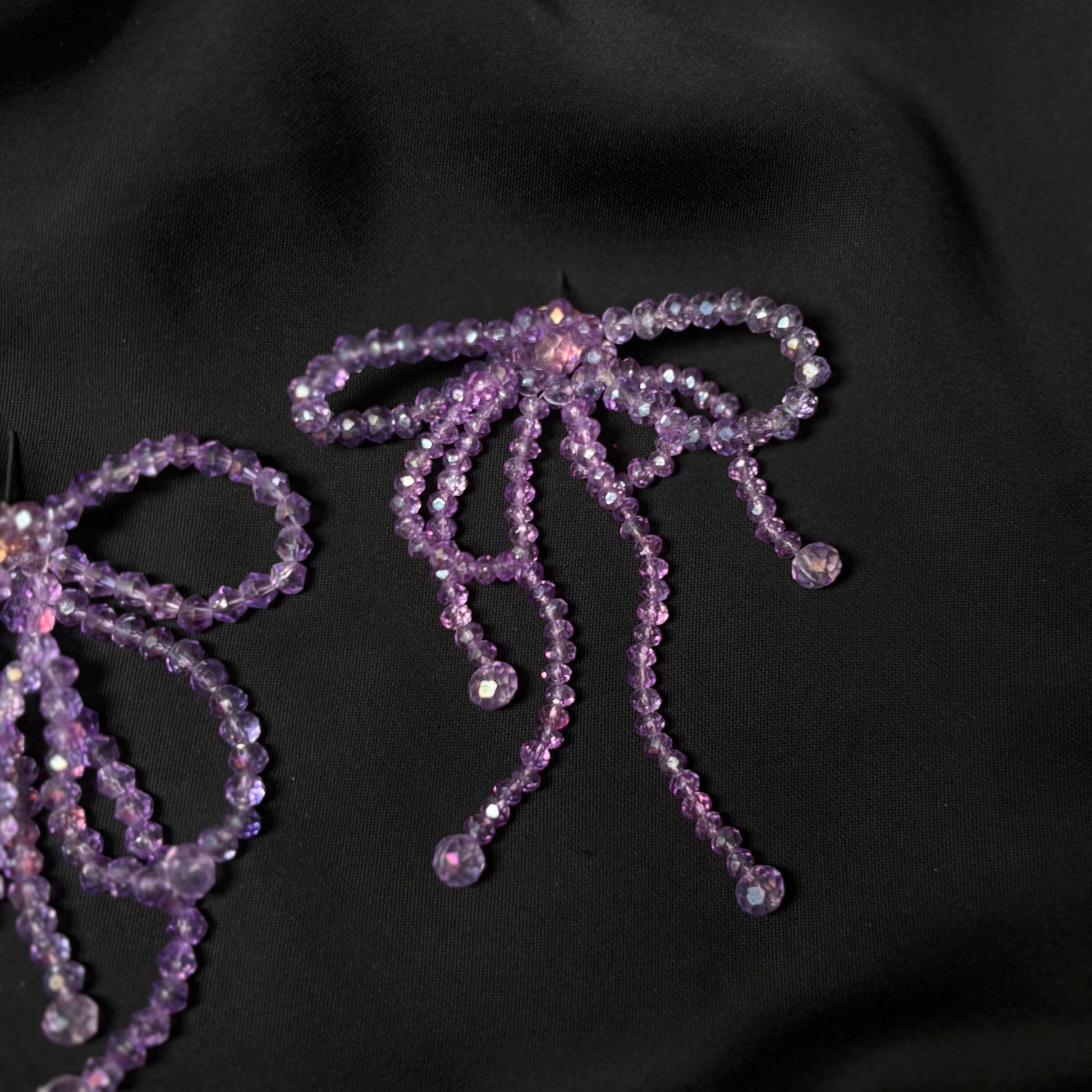 Lavender Crystal Bow Dangling Earrings