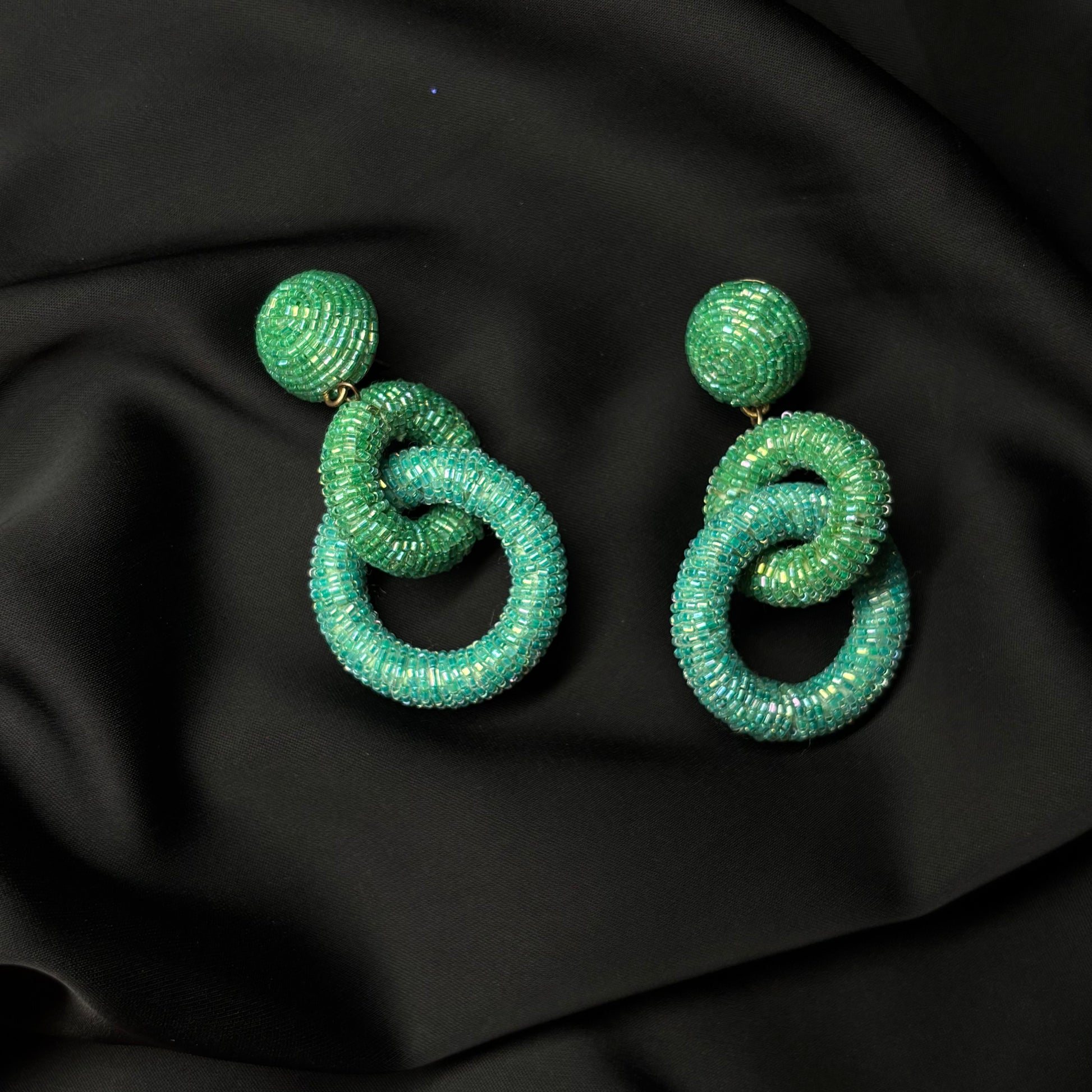 Tiered Hoop Drop Earrings Tea green