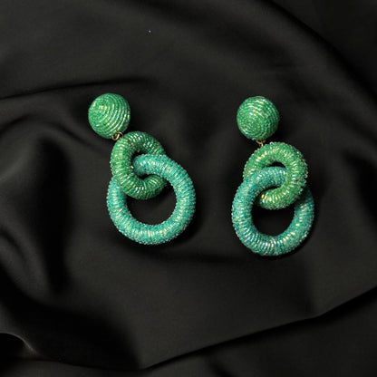 Tiered Hoop Drop Earrings Tea green