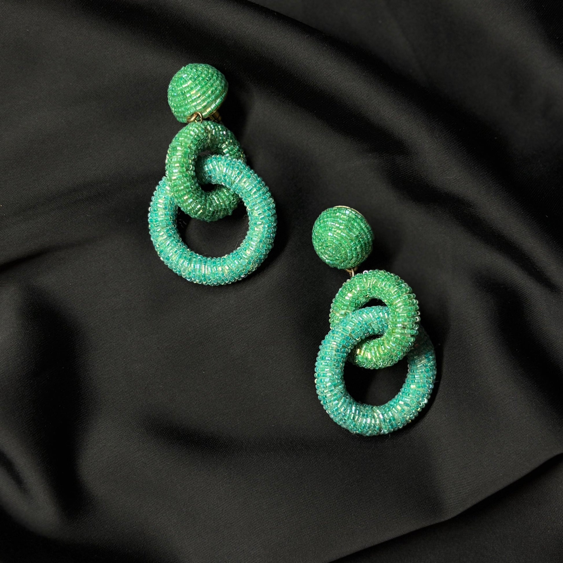 Tiered Hoop Drop Earrings Tea green