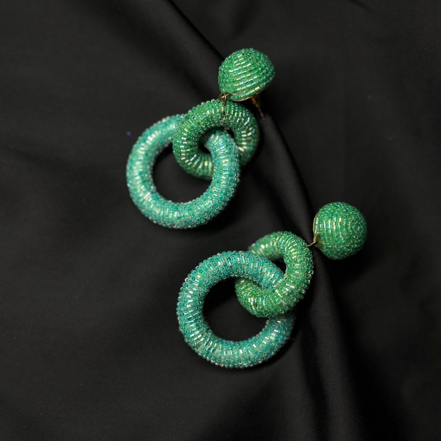 Tiered Hoop Drop Earrings Tea green