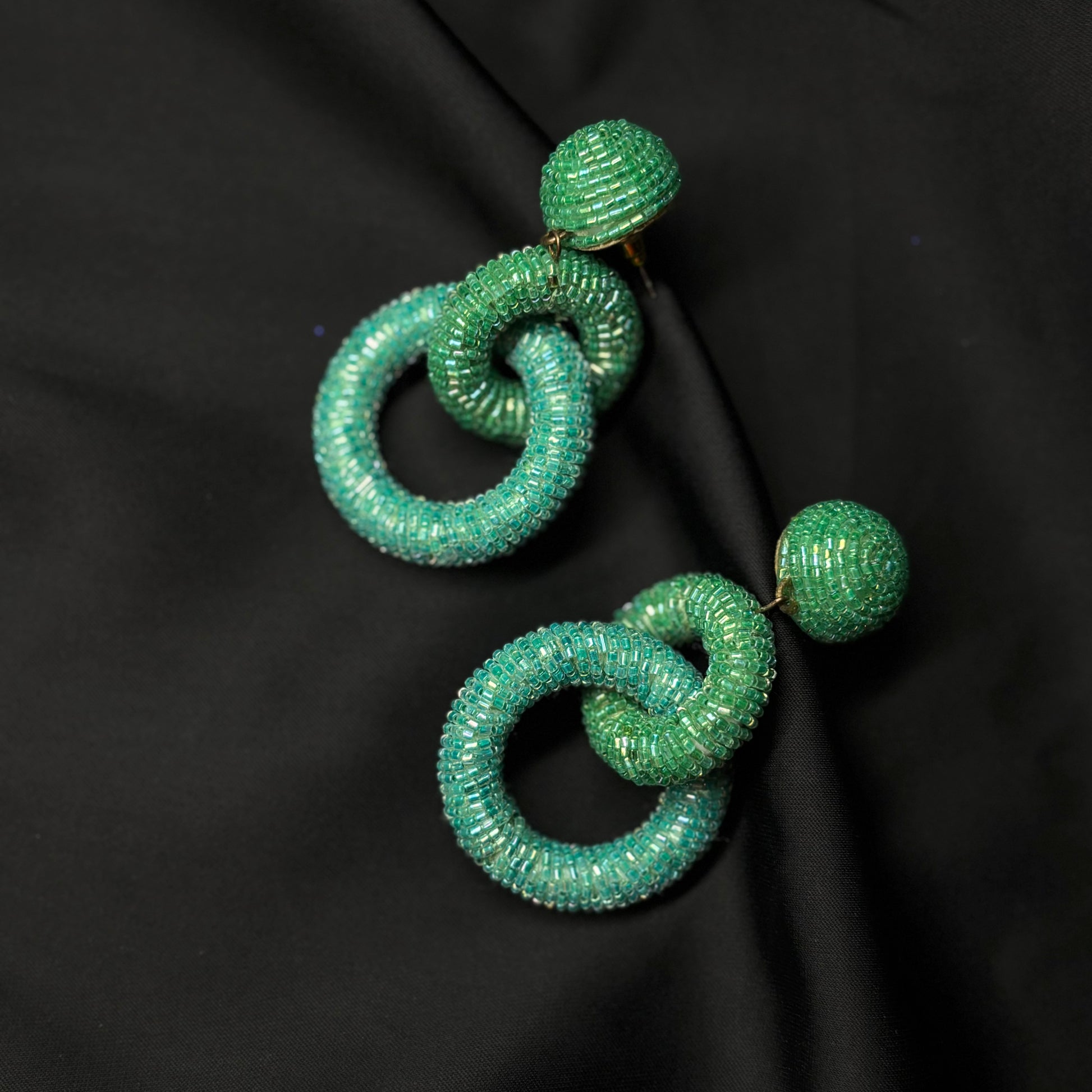 Tiered Hoop Drop Earrings Tea green