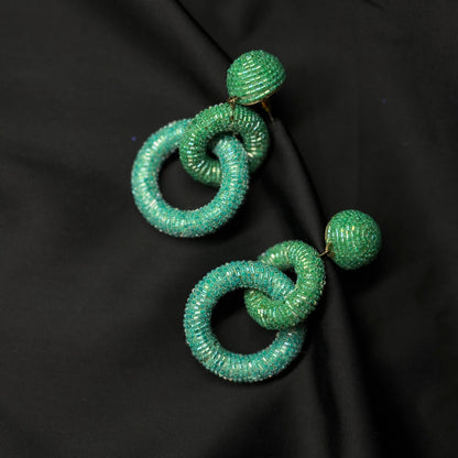 Tiered Hoop Drop Earrings Tea green