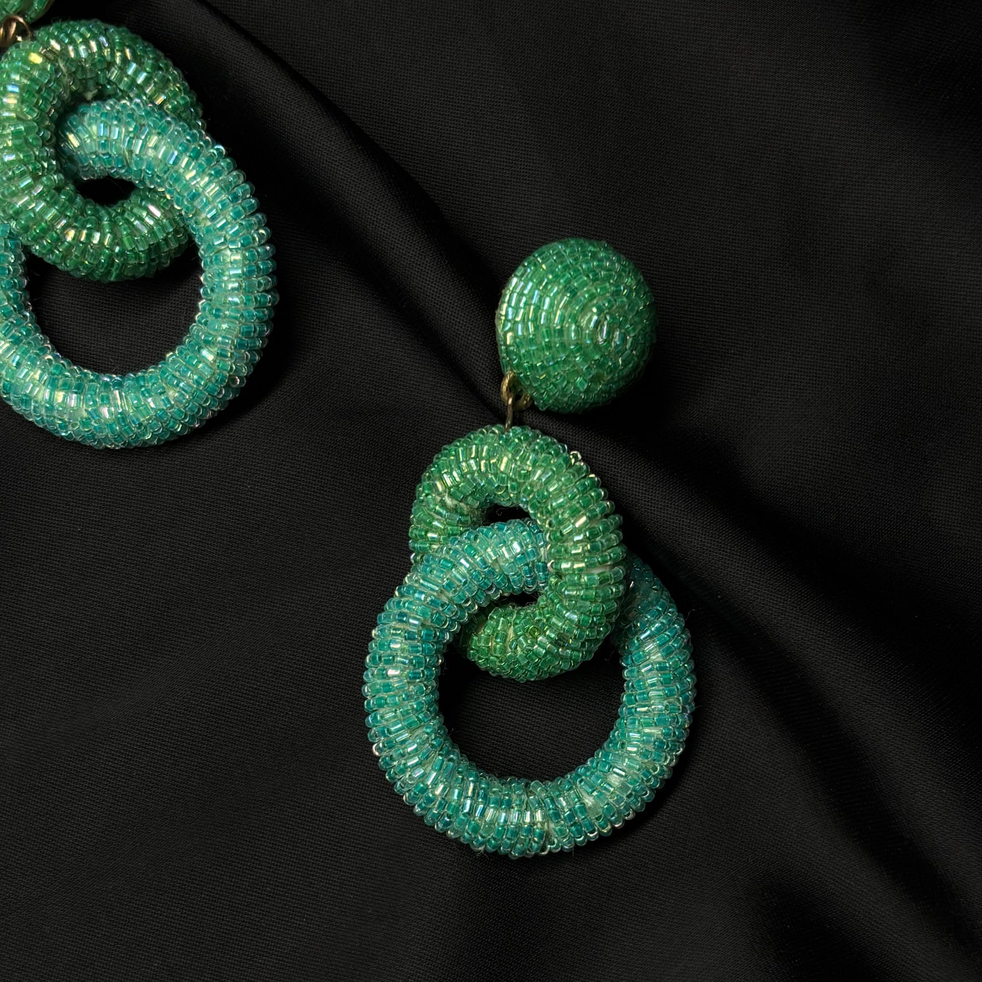 Tiered Hoop Drop Earrings Tea green