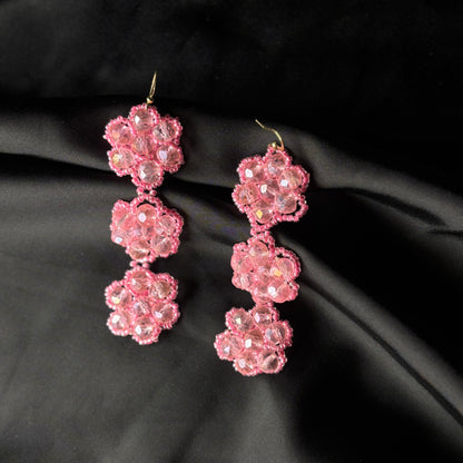 Pink Stars Glittering Blushes Beaded Earrings