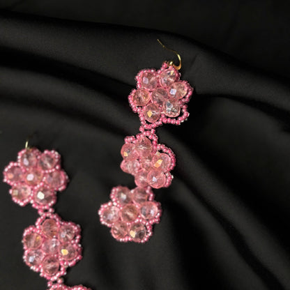 Pink Stars Glittering Blushes Beaded Earrings