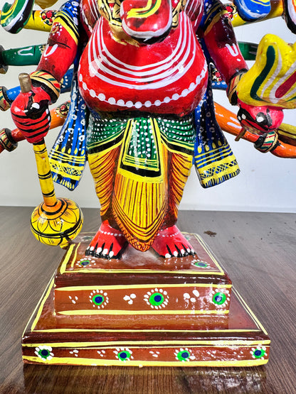 Wooden Multicoloured Panchmukhi Ganpati Idol