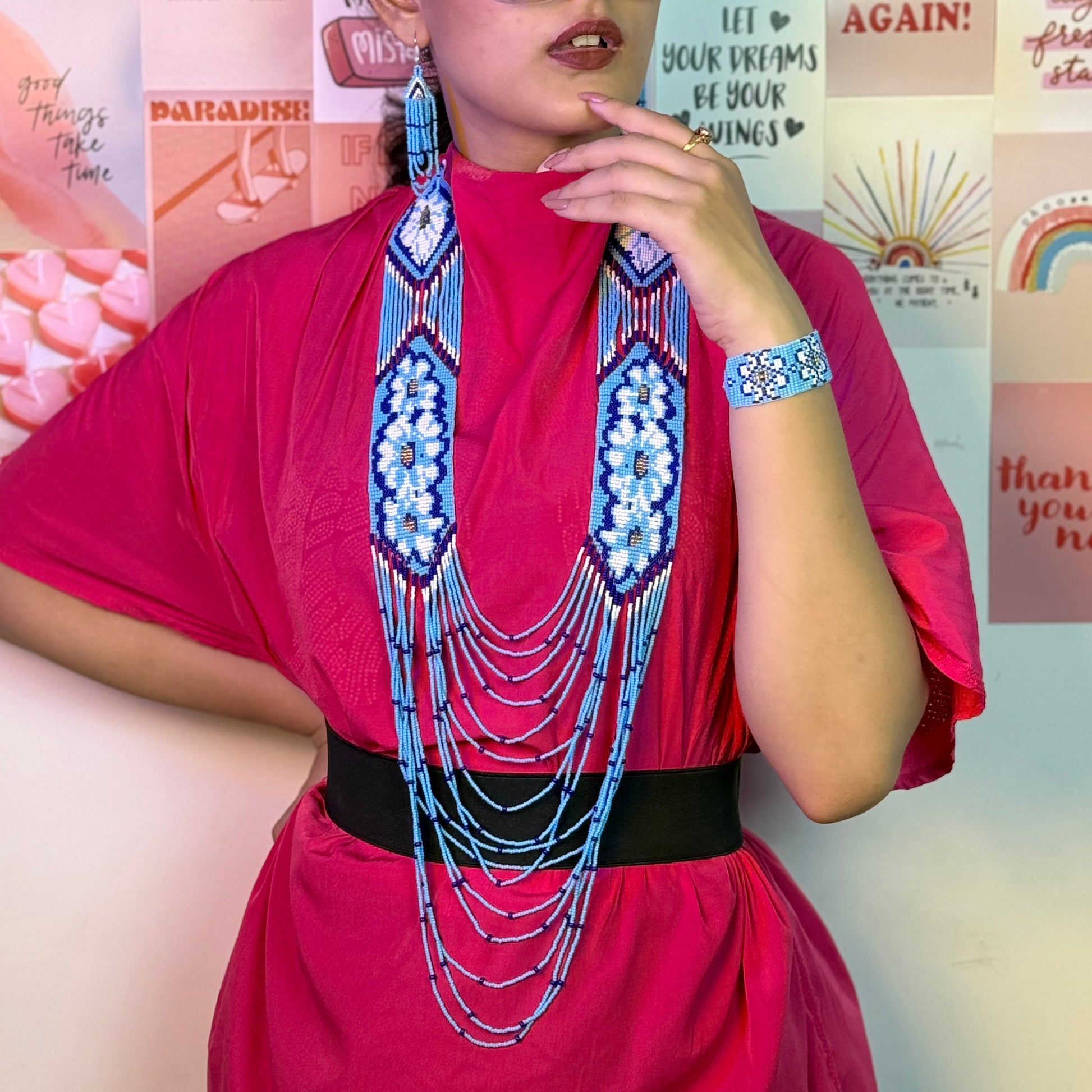 Handcrafted Jaco Tribal Beaded Jewelry Set – 3-Piece Set (Necklace, Earrings & Bracele)