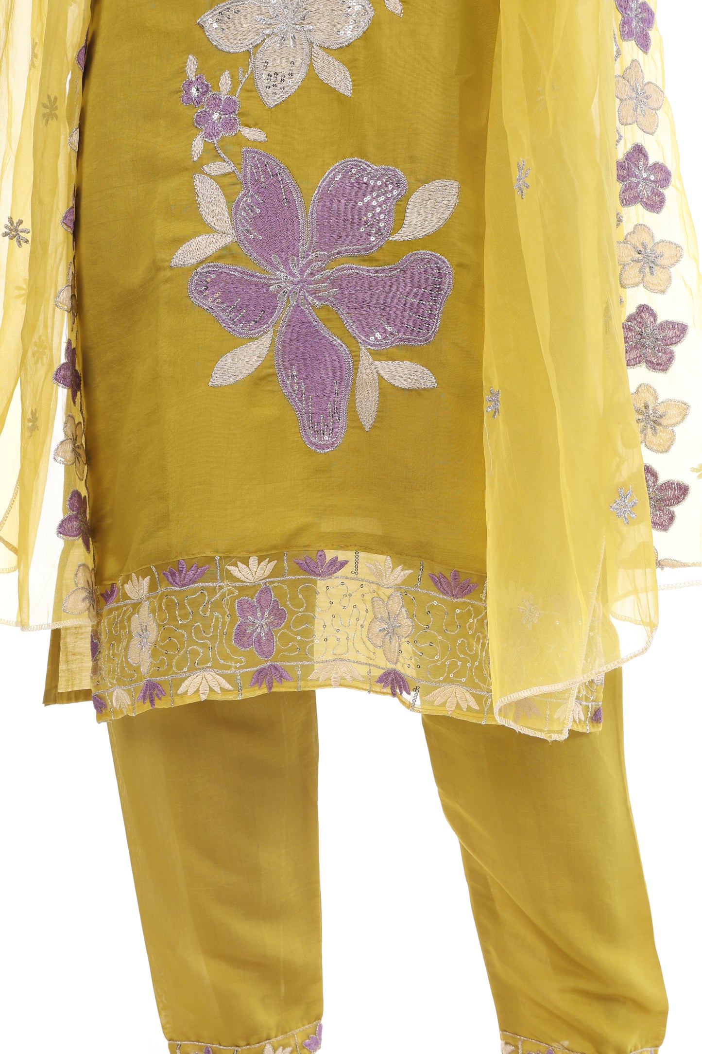 Women Yellow Embroidered Kurta Set with Dupatta