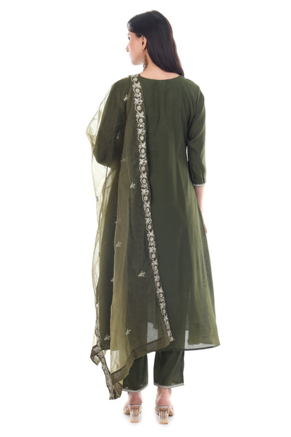 Premium Olive Green Ethnic Suit Set